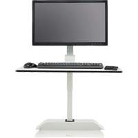 Soar™ Sit/Stand Electric Desk with Single Monitor Arm, Desktop Unit, 36" H x 27-3/4" W x 22" D, White OQ925 | Kelford