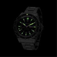 Tr&egrave;s grande montre automatique avec jour/date avec bracelet en acier inoxydable, Num&eacute;rique, &agrave; piles, 46 mm, Argent Kelford