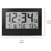 Large Self-Setting Clock, Digital, Plug-in, Black OR486 | Kelford