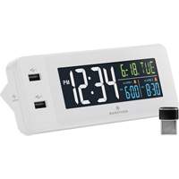 Hotel Collection Fast-Charging Dual USB Alarm Clock, Digital, Battery Operated, White OR489 | Kelford