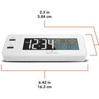 Hotel Collection Fast-Charging Dual USB Alarm Clock, Digital, Battery Operated, White OR489 | Kelford