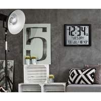 Super Jumbo Self-Setting Wall Clock, Digital, Battery Operated, Black OR492 | Kelford