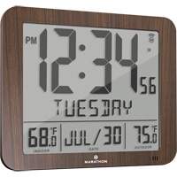 Slim Self-Setting Full Calendar Wall Clock, Digital, Battery Operated, Black OR496 | Kelford