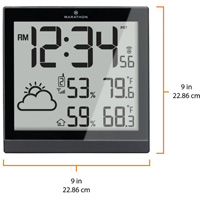 Self-Setting Weather Station and Clock, Digital, Battery Operated, Black OR504 | Kelford
