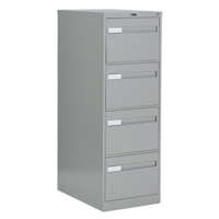 Vertical Filing Cabinet with Recessed Drawer Handles, 4 Drawers, 18.15" W x 26.56" D x 52" H, Grey OTE625 | Kelford