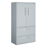 Multi-Stor Cabinet, Steel, 3 Shelves, 65-1/4" H x 36" W x 18" D, Grey OTE784 | Kelford