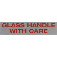"Glass Handle with Care" Special Handling Labels, 5" L x 2" W, Black on Red PB420 | Kelford