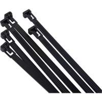 Attache-c&acirc;ble r&eacute;utilisable, Longueur 8", R&eacute;sistance &agrave; la traction 50 lb, Noir Kelford