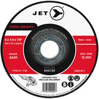 POWER ABRASIVE&reg; Grinding Wheel, 5" x 1/4", 7/8" Arbor, Type 27 Kelford