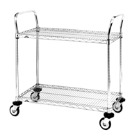 Chariot utilitaire &agrave; usage standard avec tablettes en treillis m&eacute;tallique, Chrom&eacute;, 24" x 39" x 36", Capacit&eacute; 375 lb Kelford