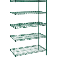 &eacute;tag&egrave;res robustes en treillis m&eacute;tallique au fini &eacute;poxy vert, Ensemble de Ajout, 5 Tablettes, 36" la x 86" h x 24" p Kelford