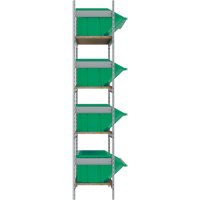 Wide Span Shelving with Jumbo Plastic Bins, Steel, Boltless, 800 lbs. Capacity, 66" W x 72" H x 18" D Kelford