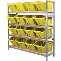 Wide Span Shelving with Jumbo Plastic Bins, Steel, Boltless, 800 lbs. Capacity, 66" W x 72" H x 18" D Kelford