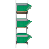 Wide Span Shelving with Jumbo Plastic Bins, Steel, Boltless, 800 lbs. Capacity, 66" W x 60" H x 18" D Kelford