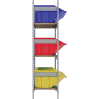 Wide Span Shelving with Jumbo Plastic Bins, Steel, Boltless, 800 lbs. Capacity, 66" W x 60" H x 18" D Kelford