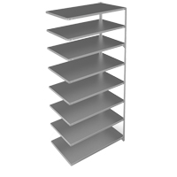Shelving Unit, Galvanized Steel, Slotted Angle, 275 lbs. Capacity, 48" W x 96" H x 24" D Kelford