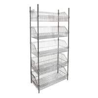 Wire Basket Shelving Unit, 5 Tiers, 48" W x 74" H x 24" D Kelford