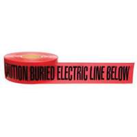 Ruban d'avertissement de danger souterrain Buried Electric Line Identoline, 3" la x 1000' lo, Noir/rouge Kelford