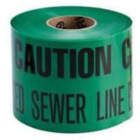 Ruban d'avertissement de danger souterrain Buried Sewer Line Identoline, 6" la x 1000' lo, Noir sur vert Kelford