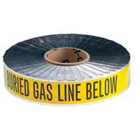 Ruban d'avertissement de danger souterrain Gas Line Identoline, 2" la x 1000' lo, Noir sur jaune Kelford