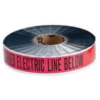Ruban d'avertissement de danger souterrain Electric Line Identoline, 2" la x 1000' lo, Noir/rouge Kelford