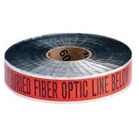 Ruban d'avertissement de danger souterrain Fiber Optic Line Identoline, 2" la x 1000' lo, Noir/orange Kelford