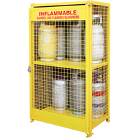 Gas Cylinder Cabinets, 12 Cylinder Capacity, 44" W x 30" D x 74" H, Yellow SAF847 | Kelford