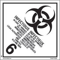 Infectious Substances TDG Shipping Labels, 4" L x 4" W, Black on White SAG874 | Kelford