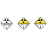 &eacute;tiquettes d'exp&eacute;dition TMD, Classe 7, Radioactif I, Papier Kelford