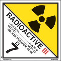Category 3 Radioactive Materials TDG Shipping Labels, 4" L x 4" W, Black on White SAG880 | Kelford
