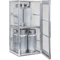 Aluminum LPG Cylinder Locker Storage, 8 Cylinder Capacity, 30" W x 32" D x 65" H, Silver SAI574 | Kelford