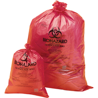 Biohazard Disposal Bags - Orange-Red, Bio-Hazard, 19" L x 14" W, 0.0317 mm, 200 /pkg. SAM046 | Kelford