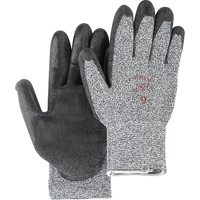 Salt & Pepper Knit Gloves With Black Palm Coating, Size Small/7, Polyurethane Coated, HPPE Shell, ANSI/ISEA 105 Level 2 Kelford