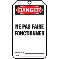 &eacute;tiquettes de verrouillage, Papier cartonn&eacute;, 3-1/8" la x 5-7/8" h, Français Kelford