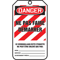 &eacute;tiquettes de verrouillage, Papier cartonn&eacute;, 3-1/8" la x 5-7/8" h, Français Kelford