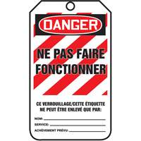 &eacute;tiquettes de verrouillage, Papier cartonn&eacute;, 3-1/8" la x 5-7/8" h, Français Kelford