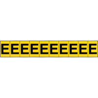Rep&egrave;res adh&eacute;sifs &agrave; lettres individuelles, E, 1" h, Noir sur jaune Kelford