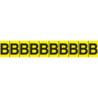Rep&egrave;res adh&eacute;sifs &agrave; lettres individuelles, E, 1" h, Noir sur jaune Kelford