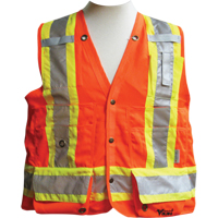 Surveyor Safety Vest, High Visibility Orange, Medium, Polyester Kelford