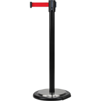 Barri&egrave;res sur pieds pour le contr&ocirc;le des foules, Acier, 35" h, Ruban Rouge, Longueur du ruban 12' Kelford
