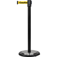 Barri&egrave;res sur pieds pour le contr&ocirc;le des foules, Acier, 35" h, Ruban Jaune, Longueur du ruban 7' Kelford