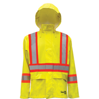 Hi-Vis FR/PU Safety Rain Jackets, Small, High Visibility Lime-Yellow Kelford