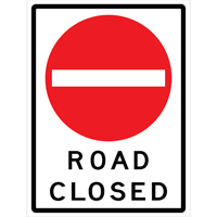 "Road Closed" Roll-Up Traffic Sign, 36" x 48", Vinyl, English with Pictogram Kelford