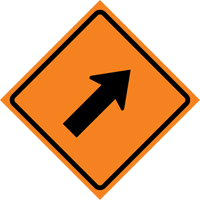 Right Diagonal Arrow Roll-Up Traffic Sign, 29-1/2" x 29-1/2", Vinyl, Pictogram Kelford