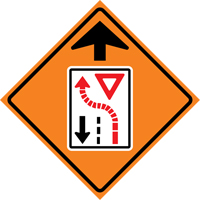 Yield Ahead Roll-Up Traffic Sign, 29-1/2" x 29-1/2", Vinyl, Pictogram SDP370 | Kelford