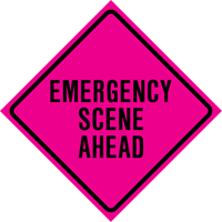 "Emergency Scene Ahead" Roll-Up Traffic Sign, 36" x 36", Vinyl, English SDP371 | Kelford