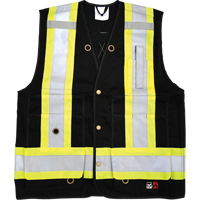 Fire Retardant Surveyor Safety Vest, Black, Small, Cotton Kelford