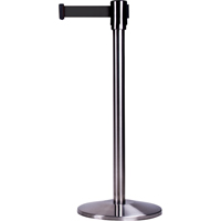 Barri&egrave;res sur pieds pour le contr&ocirc;le des foules, Acier, 35" h, Ruban Noir, Longueur du ruban 7' Kelford