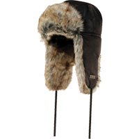 Quilted Synthetic Fur-Lined Hat, Nylon/Fur Lining, X-Large, Black Kelford