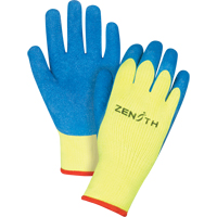 High Visibility Coated Gloves, 8/Medium, Rubber Latex Coating, 7 Gauge, Terry Shell Kelford